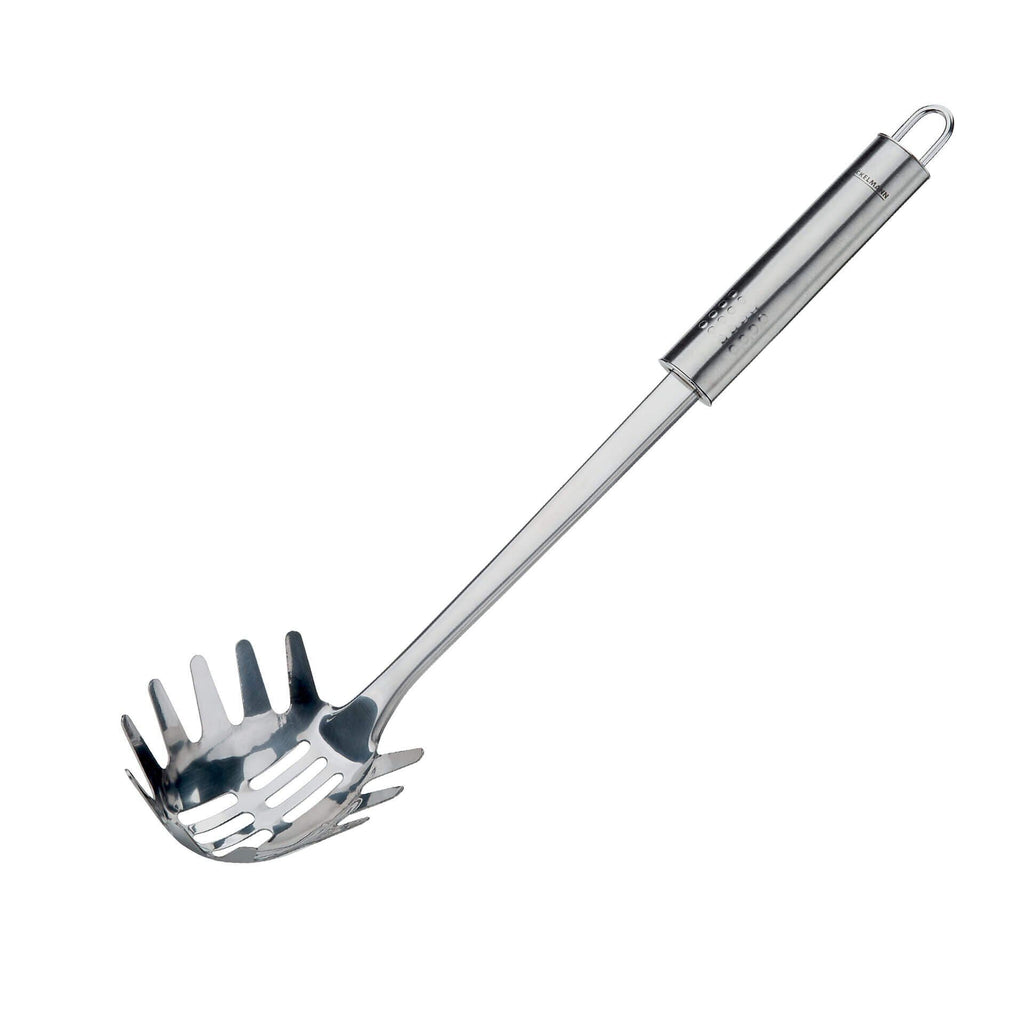 Pastaskje rustfritt stål 32 cm med ovalt grep forfra