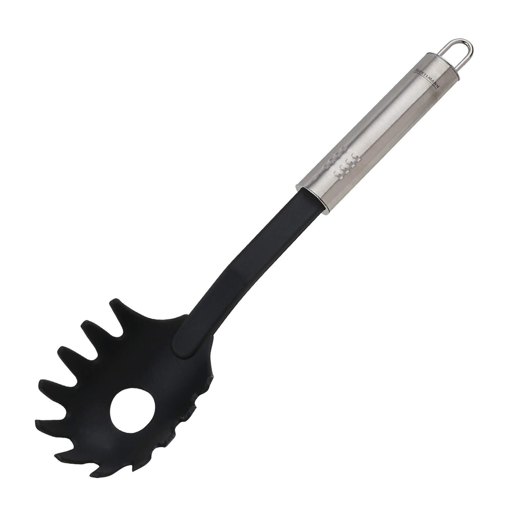 Pastaskje svart 32 cm med ovalt grep for pasta fra Fackelmann forfra