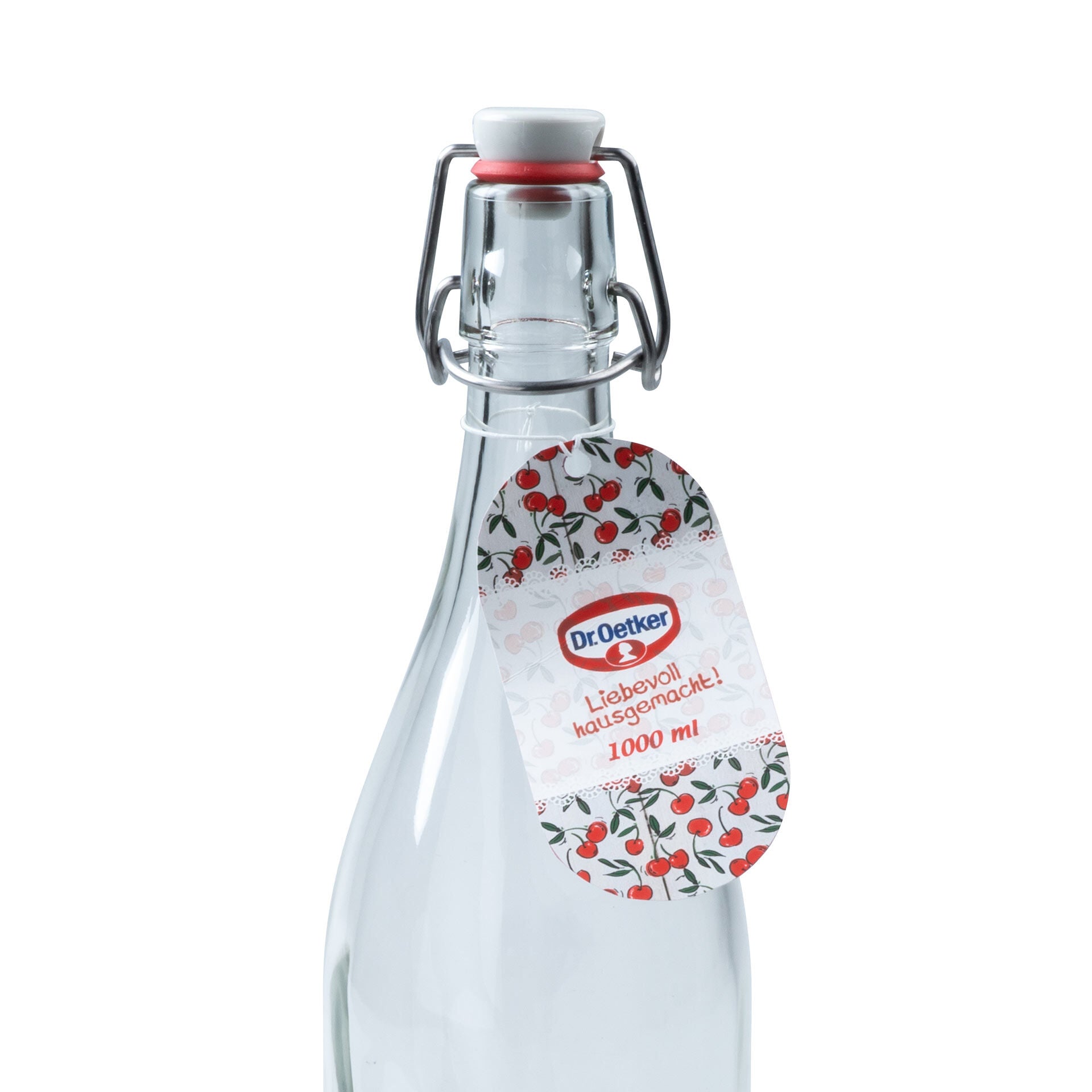 Patentkorkflaske glass 1000 ml med bøylelukking - Dr. Oetker bakside