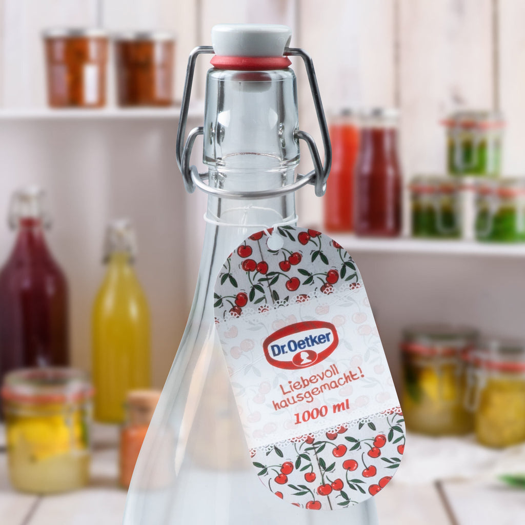 Nærbilde av bøylelukking på Patentkorkflaske glass 1000 ml med bøylelukking - Dr. Oetker