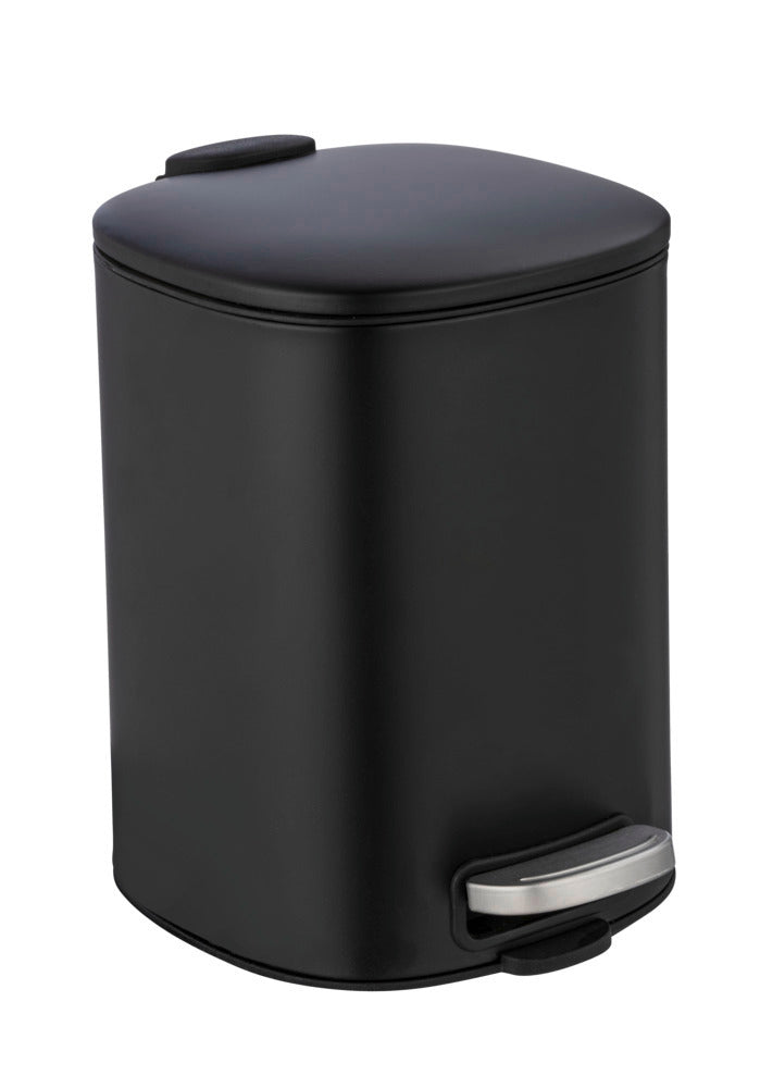 Pedalbøtte Alassio rustfritt stål svart 5 L soft-close forfra