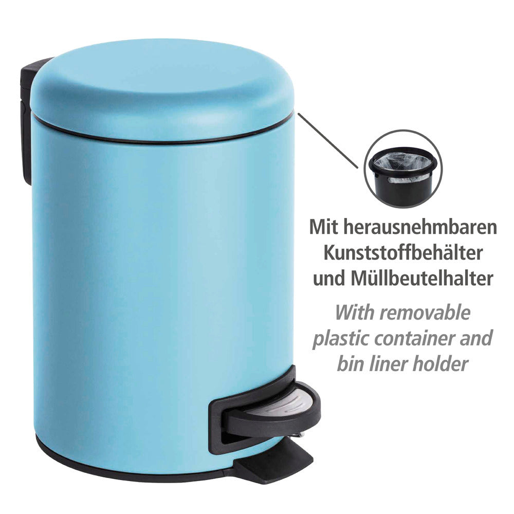 Pedalbøtte Leman blå 3 liter metall bakside