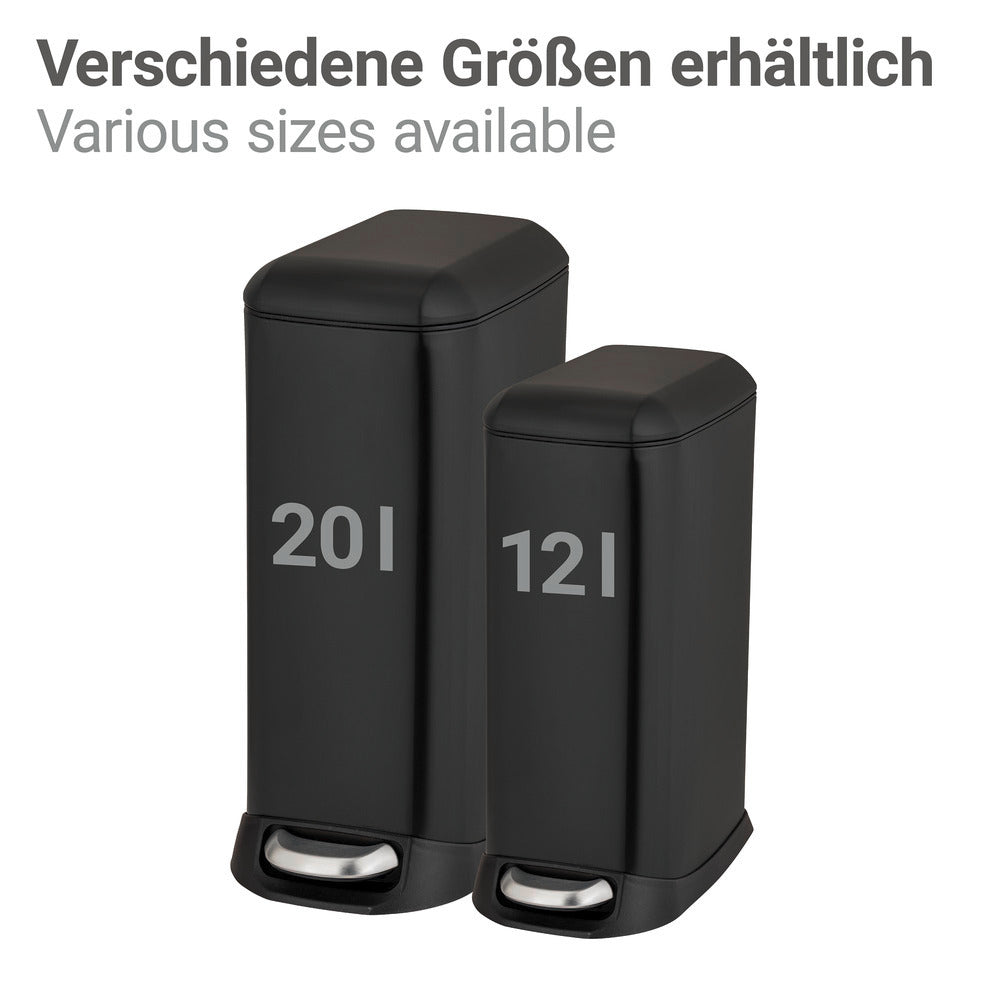 Åpning av lokk på Pedalspann 12 L rustfritt stål svart med uttakbar innsats - Wenko