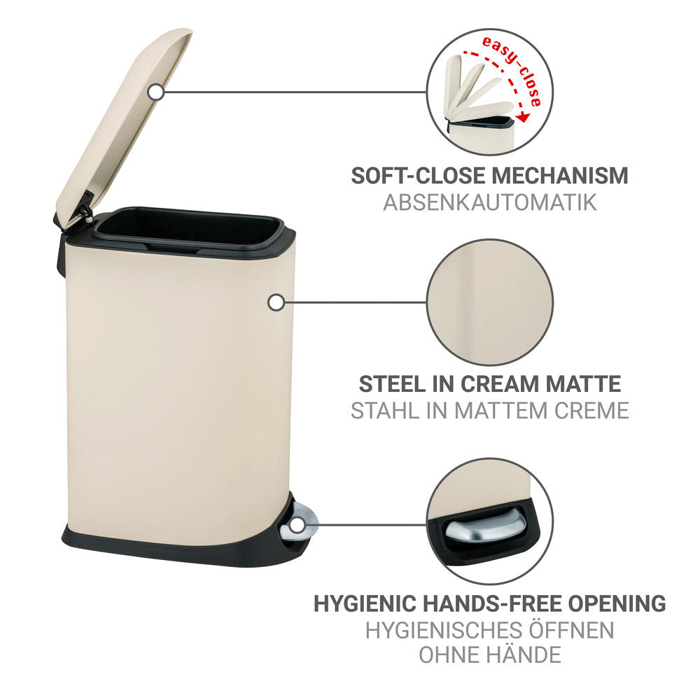 Pedalspann 20 L rustfritt stål kremhvit med innerbøtte nærbilde av innerbøtte