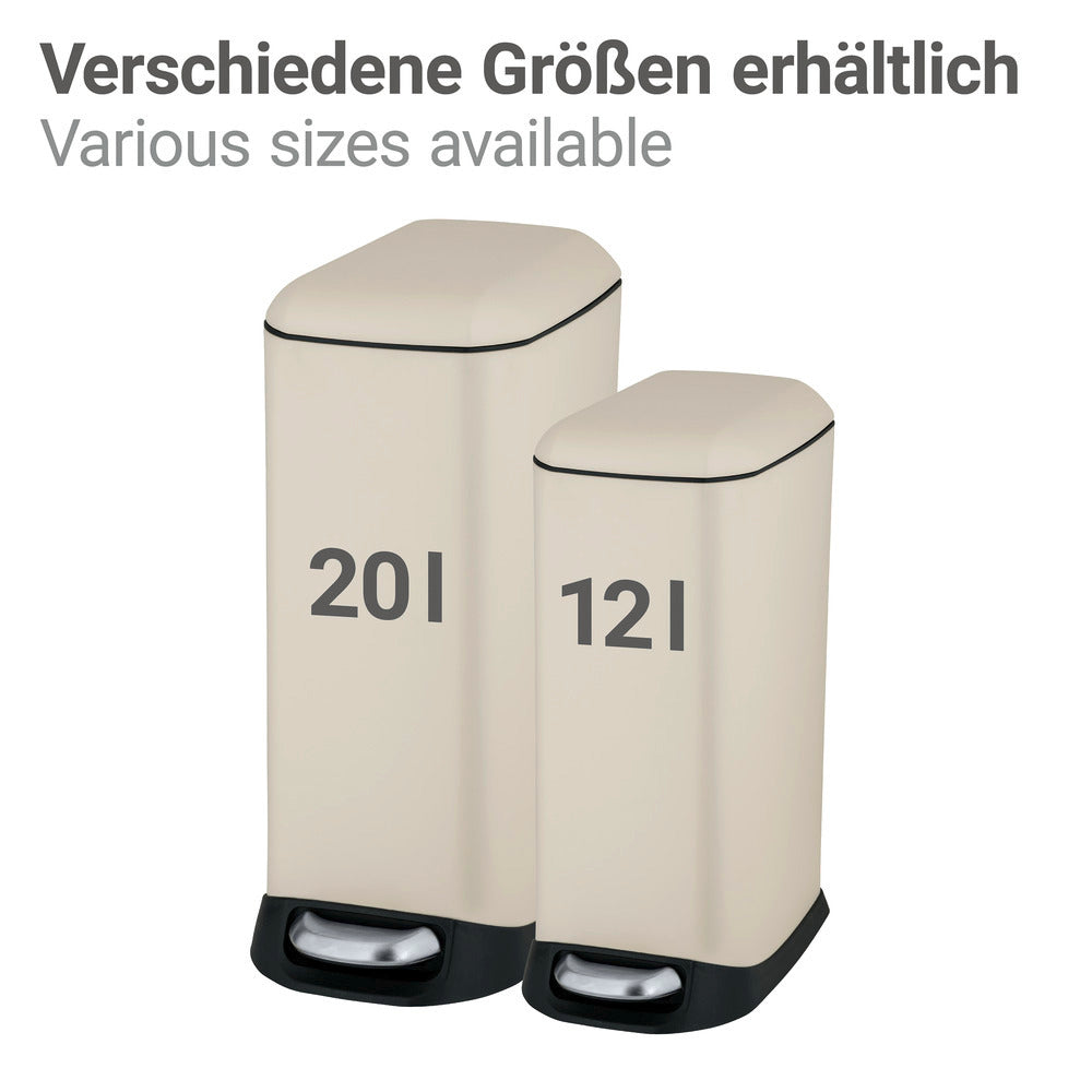 Pedalspann 20 L rustfritt stål kremhvit med innerbøtte sideprofil