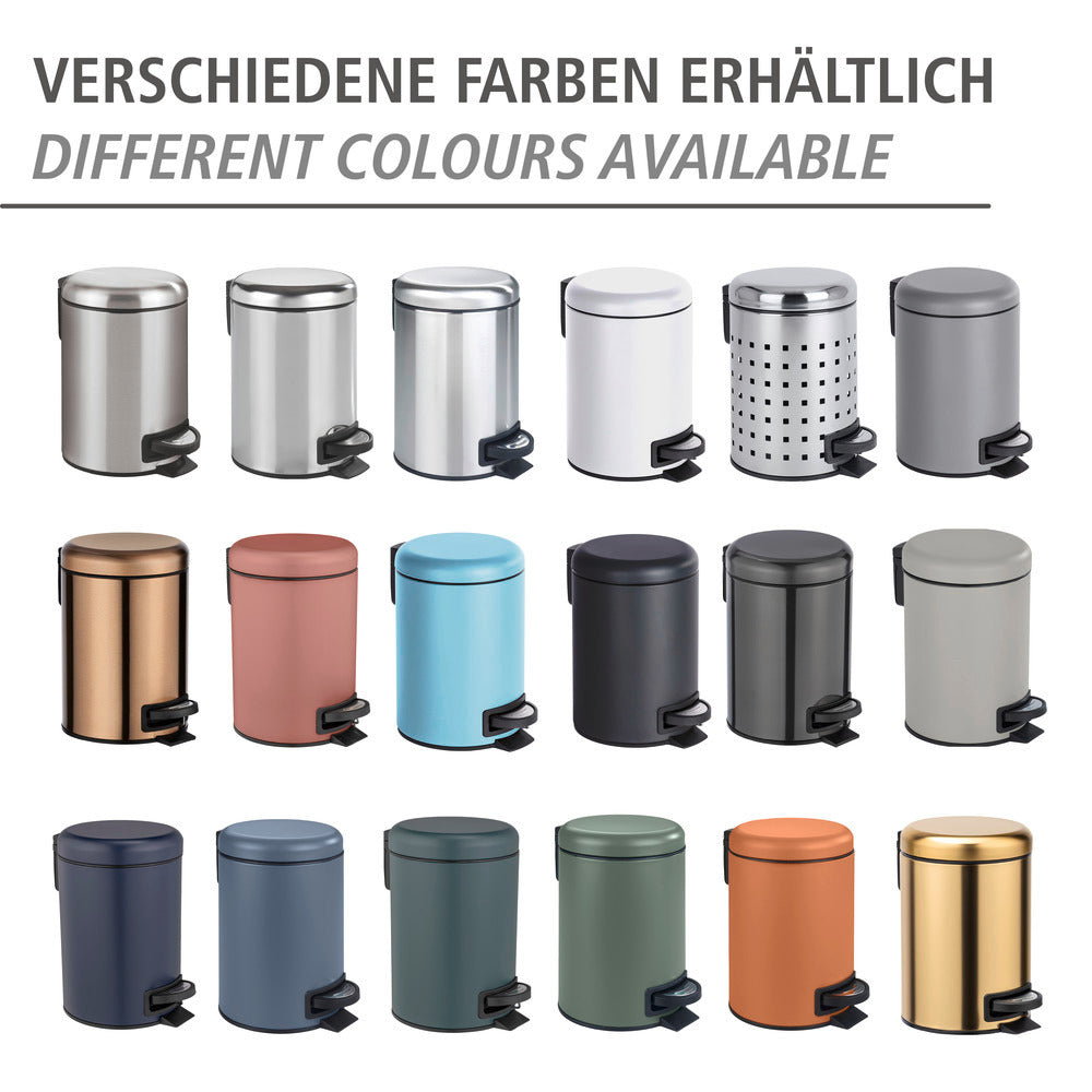 Pedalspann 3 L hvit metall til bad og kjøkken sideprofil