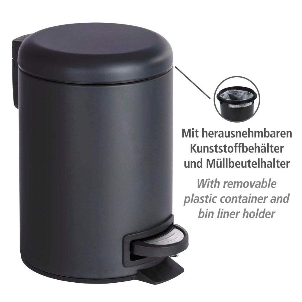 Pedalspann 3 L svart metall til bad og kjøkken bakside
