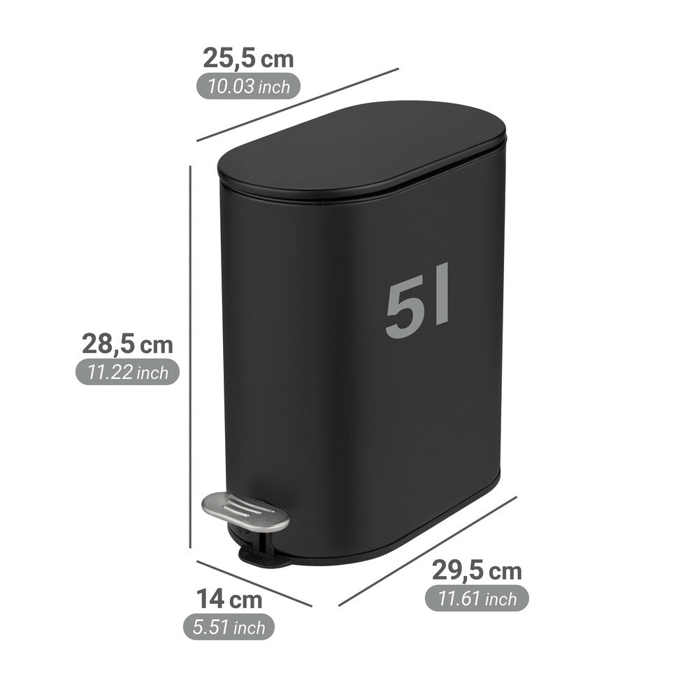 Pedalspann 5 L svart metall nærbilde av lukkemekanisme