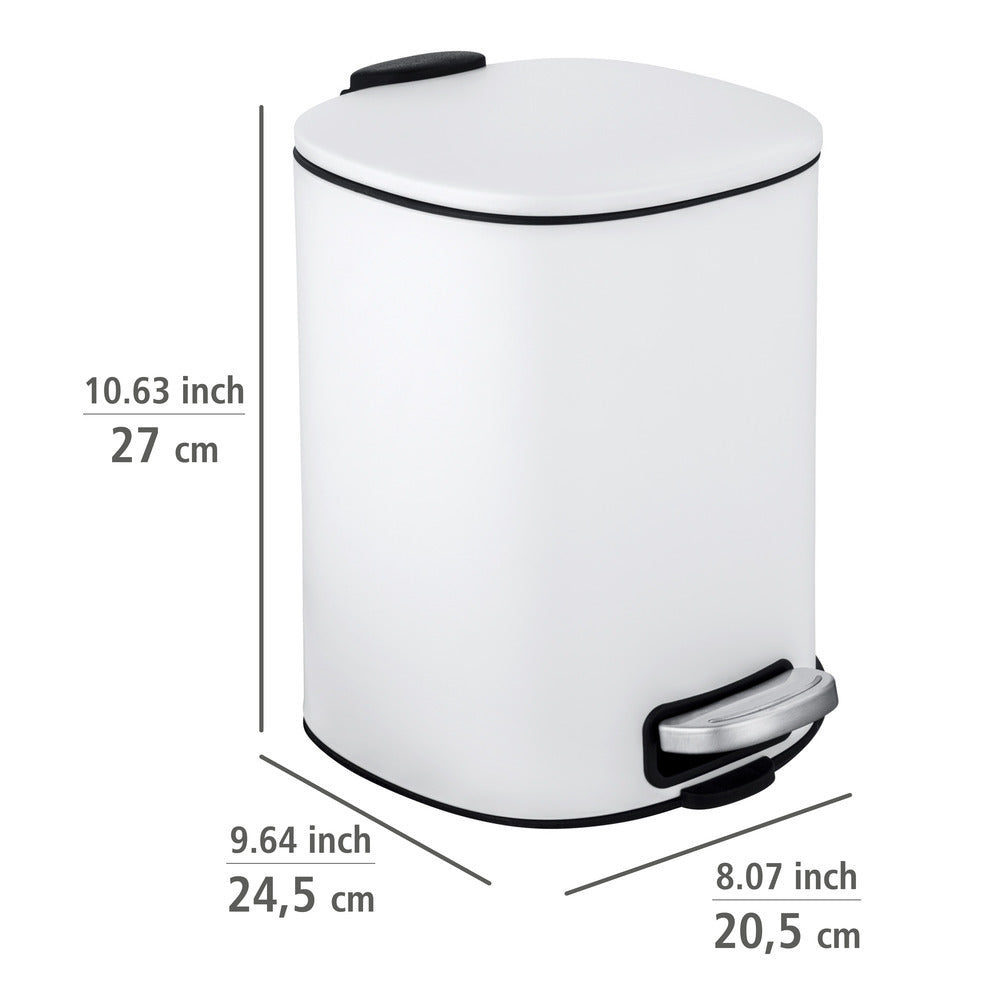 Pedalspann Alassio hvit 5 L rustfritt stål soft-close montert på bad