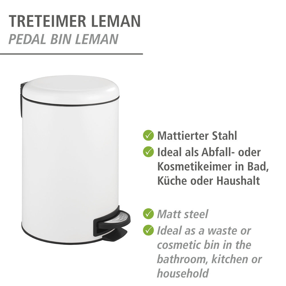 Detalj av pedalspann Leman Easy Close hvit 12 L - WENKO