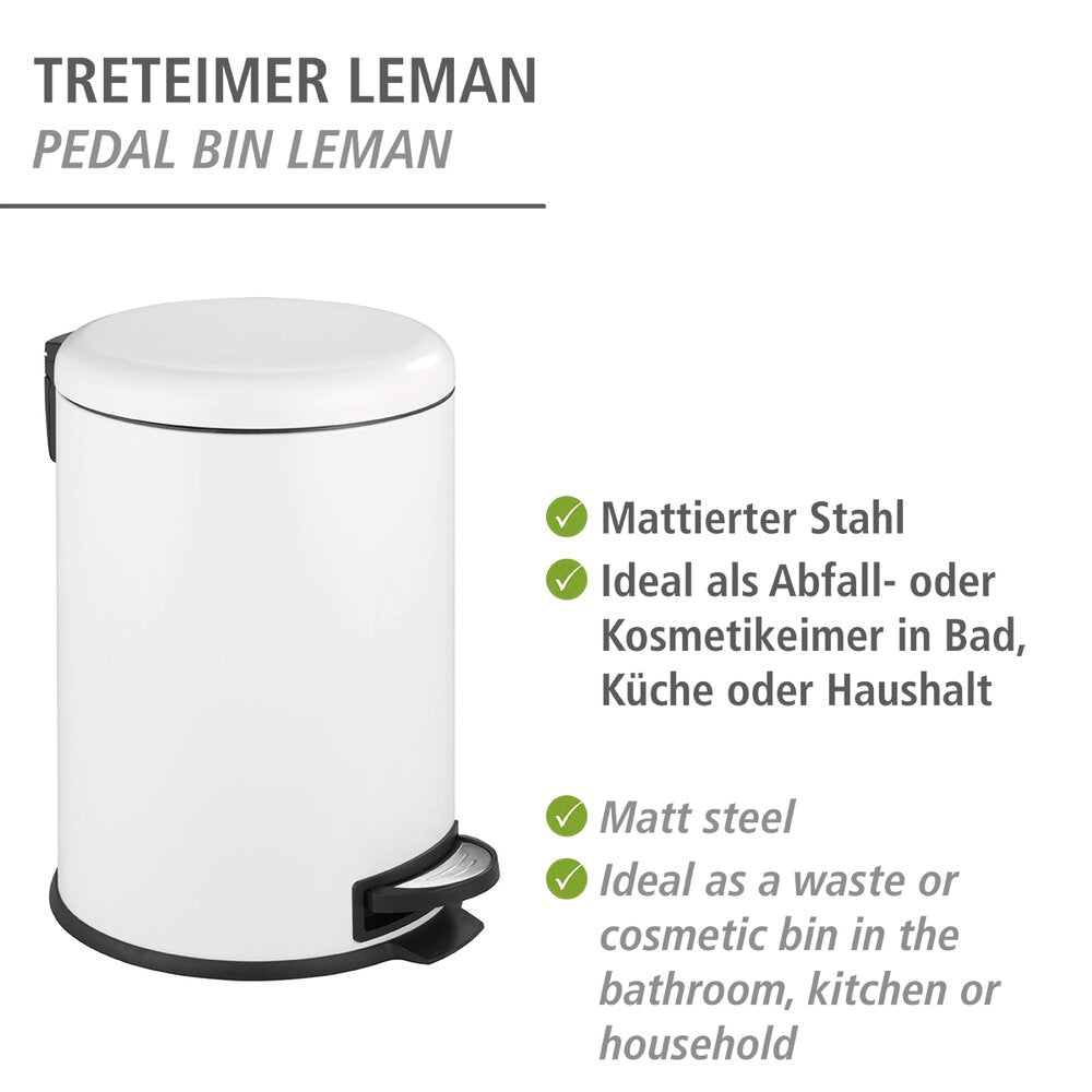 Pedalspann Leman Easy Close hvit 20 L - WENKO detalj av lokk