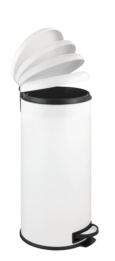 Pedalspann Leman Easy Close hvit 30 L med åpent lokk