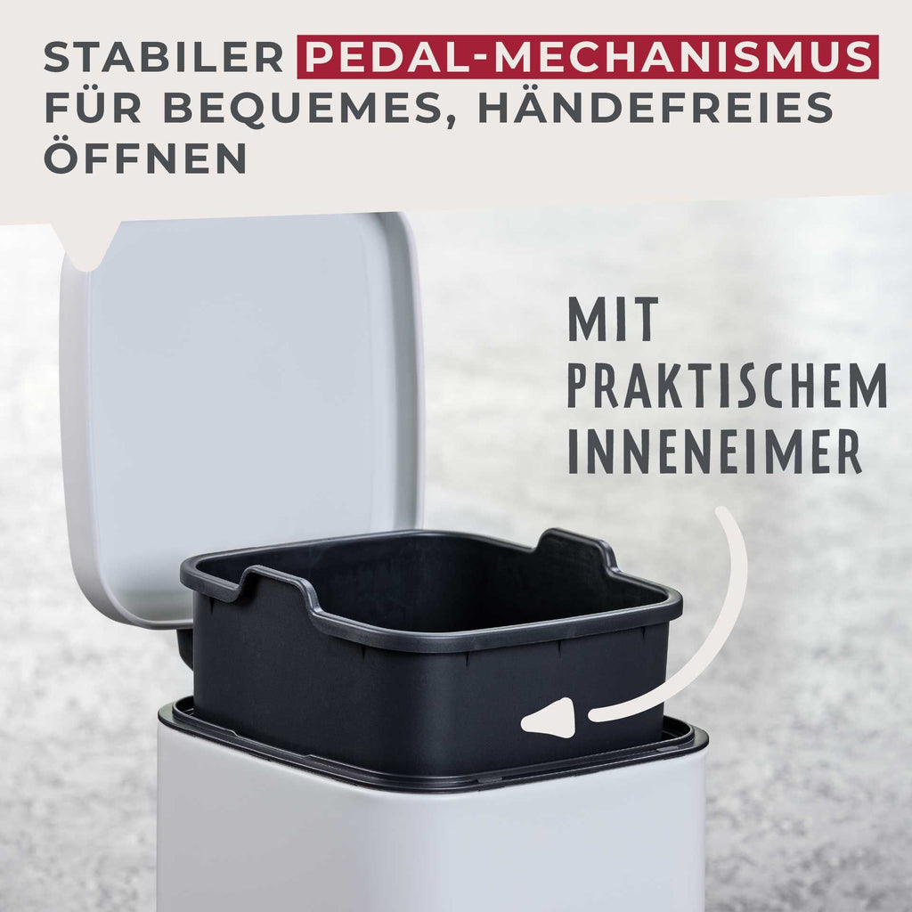 Montert pedalspann London hvit 4 L plast på gulv