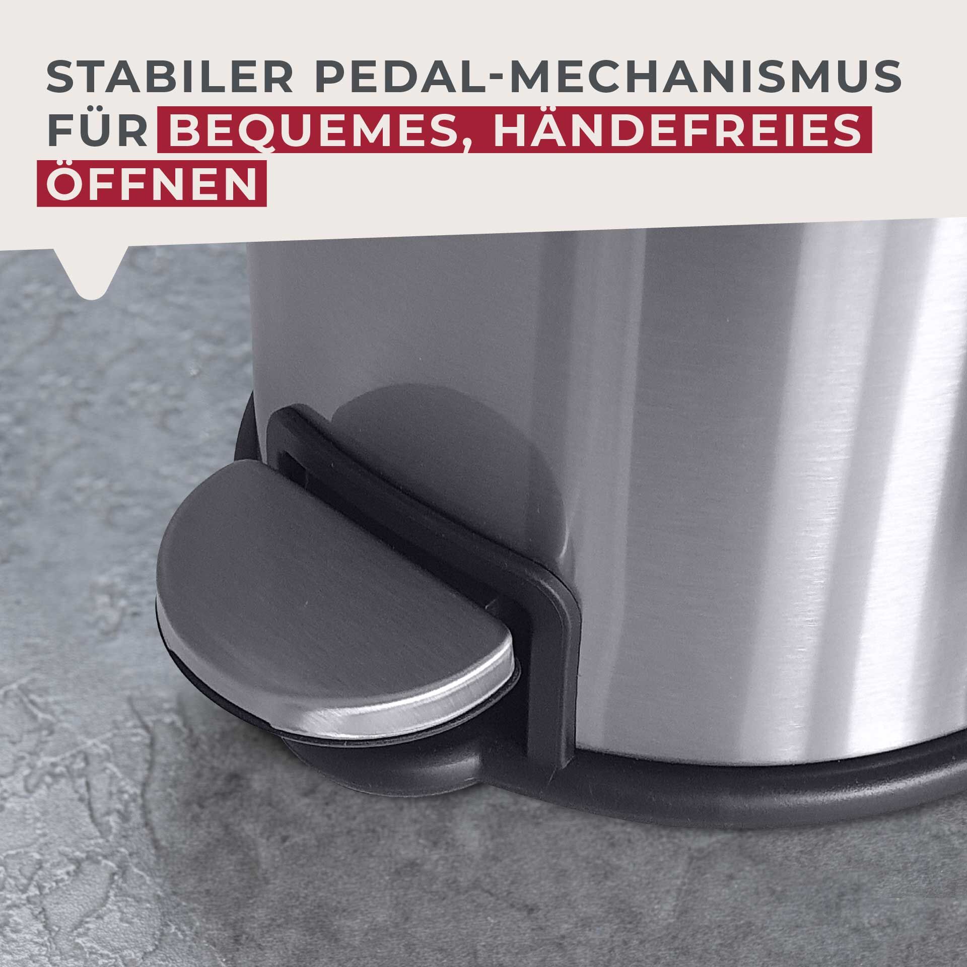 Pedalspann Milano sølv 3 L rustfritt stål montert i baderom