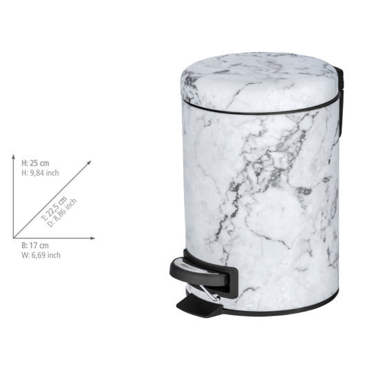 Nærbilde av marmormønster på Pedalspann Onyx 3 L marmormønster metall