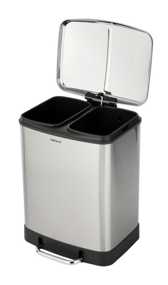 Pedalspann rustfritt stål 2 x 12 L soft close - Wenko bakside