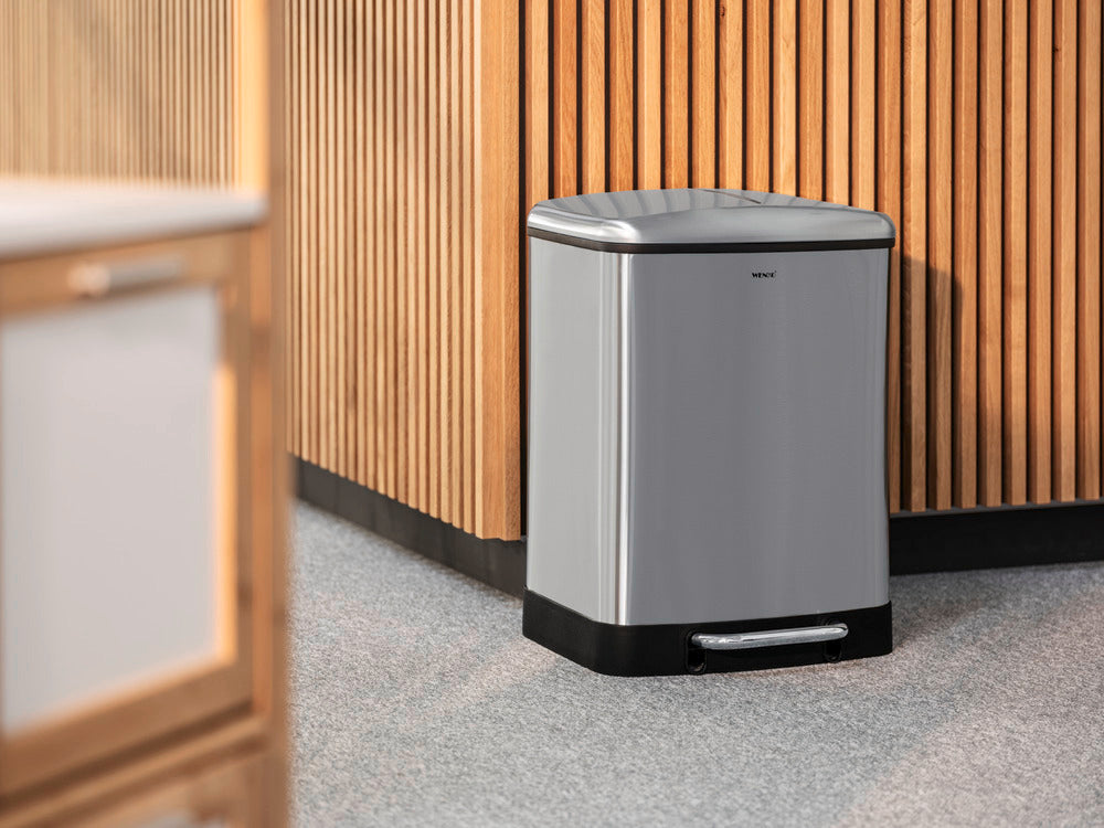 Pedalspann rustfritt stål 2 x 12 L soft close - Wenko nærbilde av lokk