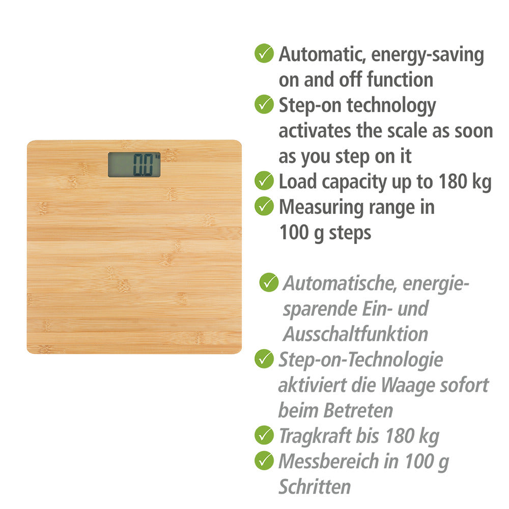 Personvekt digital bambus opptil 180 kg - Wenko detalj av bambusmateriale