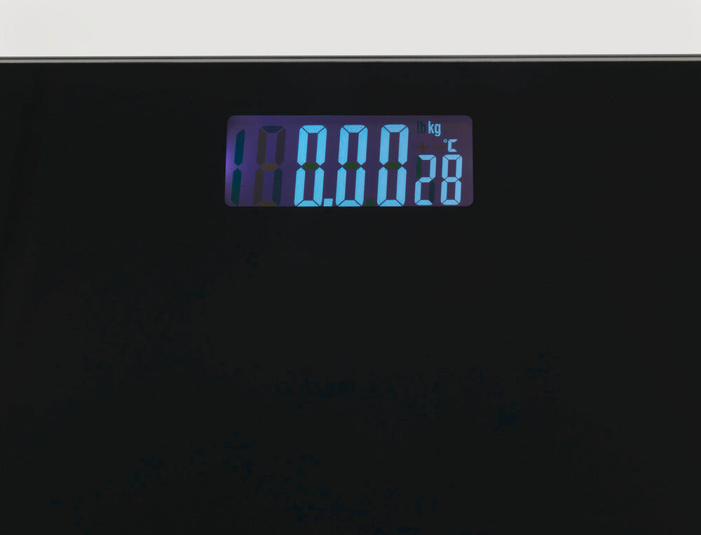 Oversikt av Personvekt digital svart med LCD-display glass 150 kg