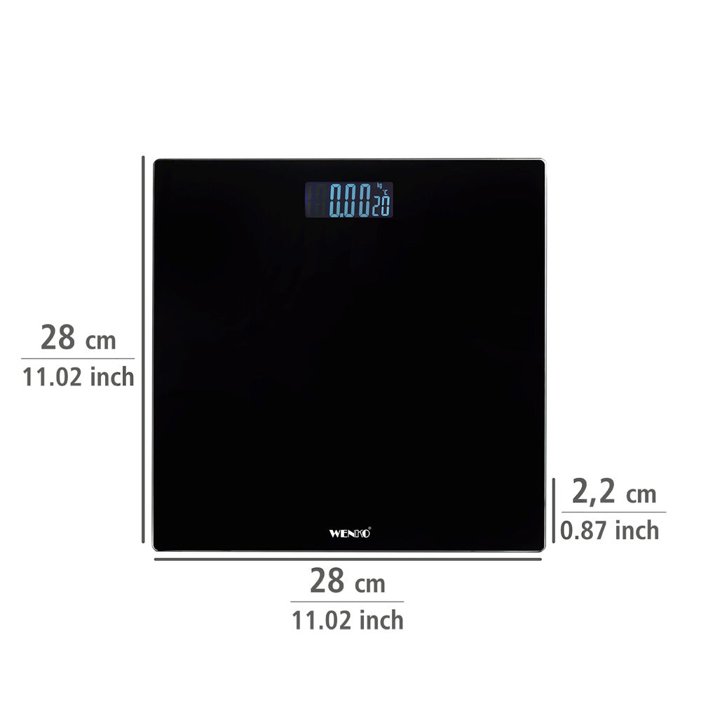 Personvekt digital svart med LCD-display glass 150 kg montert på gulv
