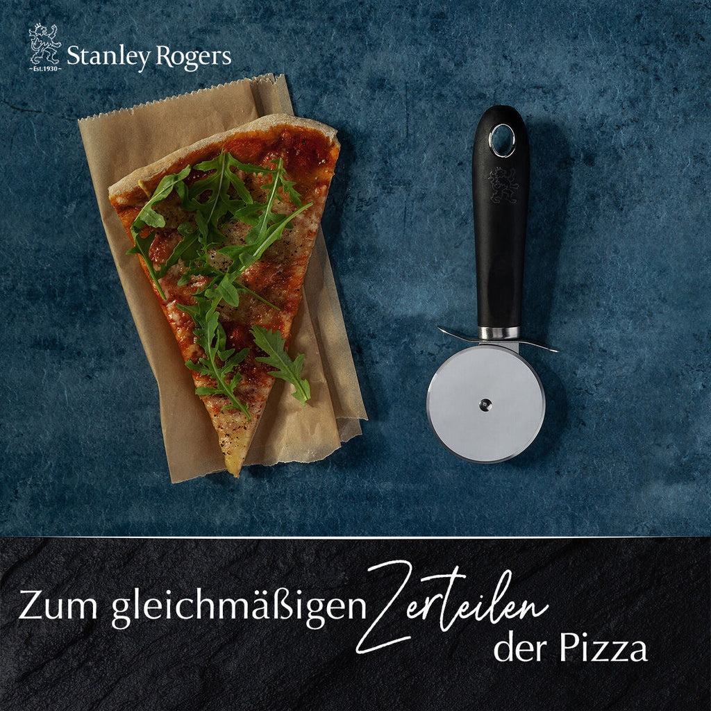 Pizzahjul 18 cm rustfritt stål med fingerbeskyttelse oppbevaring