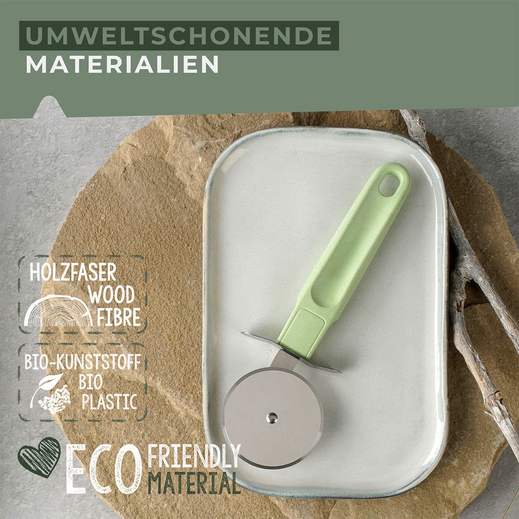 Pizzahjul Ecolution rustfritt stål med trefiber-grep med naturlig design