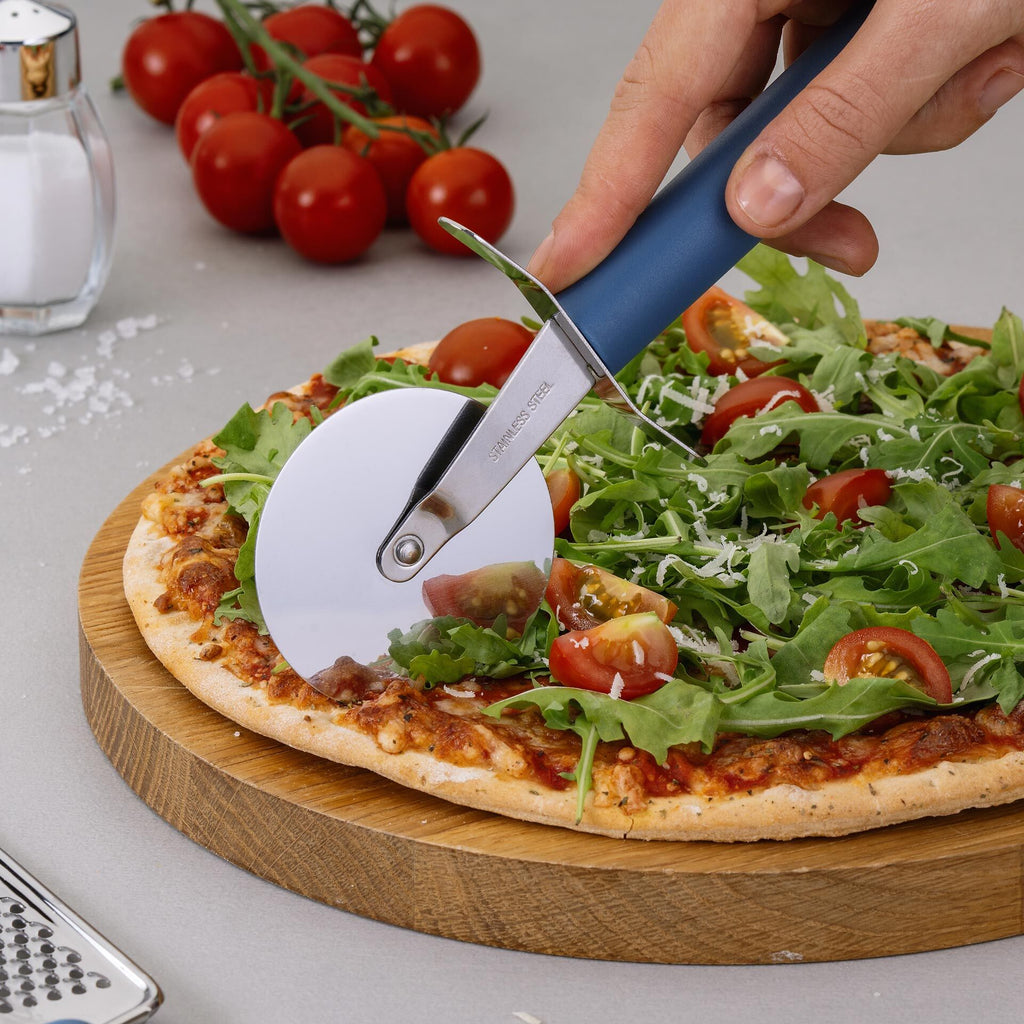 Pizzahjul rustfritt stål 20 cm blå Essential detalj av bladet
