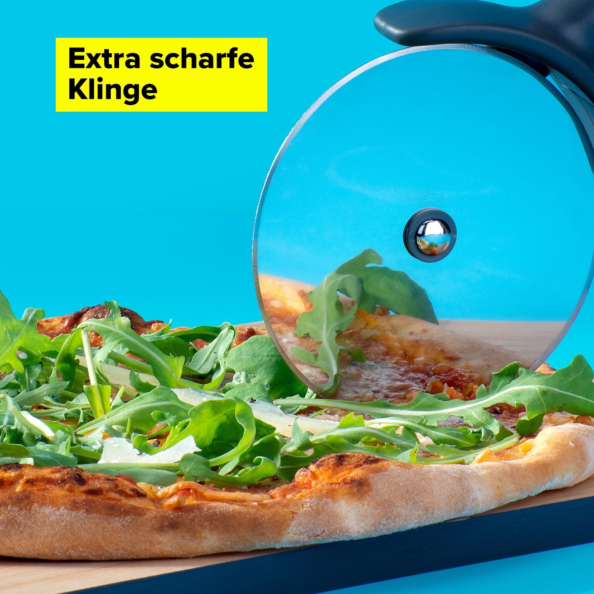 Pizzahjul XXL rustfritt stål 25 cm med fingerbeskyttelse - Tasty med fokus på fingerbeskyttelse