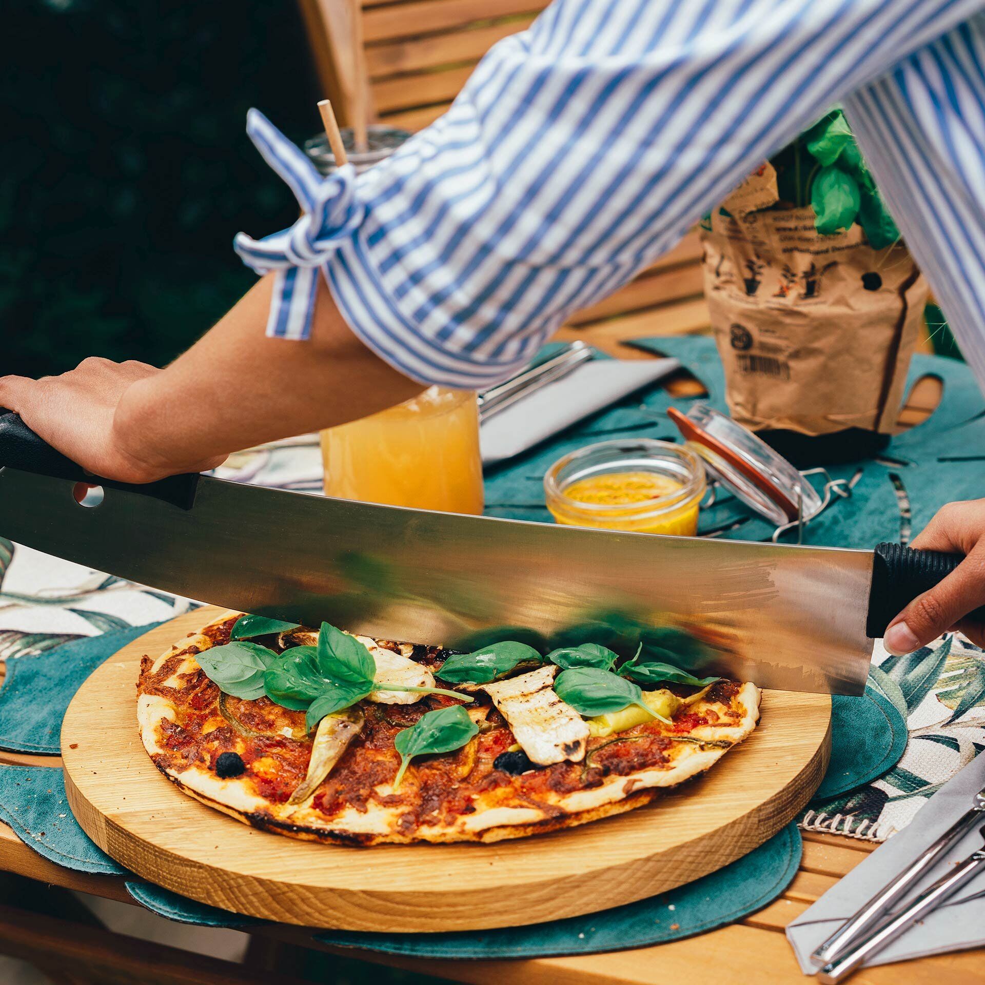 Pizzakniv 41 cm rustfritt stål - FMprofessional bakside