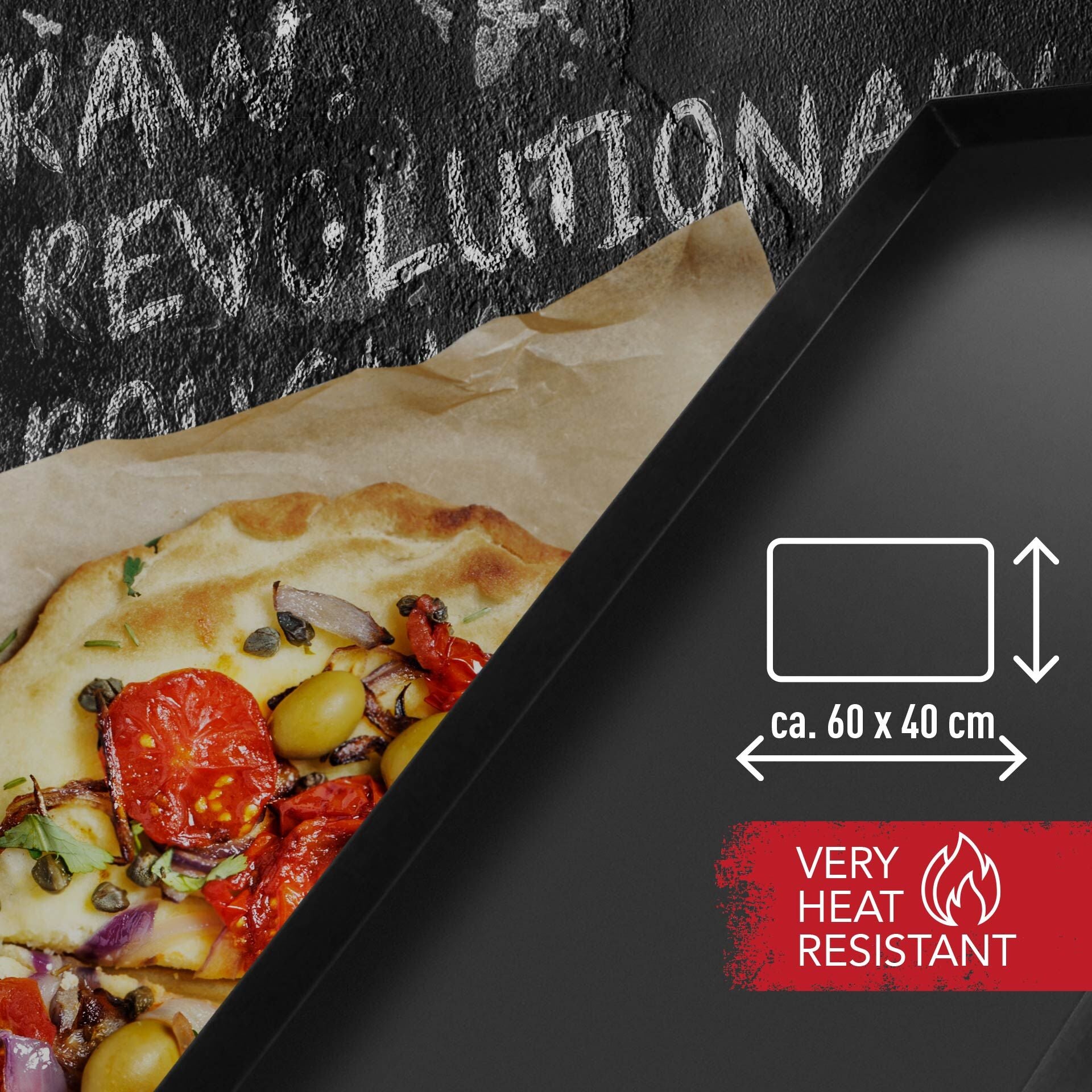 Pizzaplate 60x40 cm varmebestandig til 400°C nærbilde