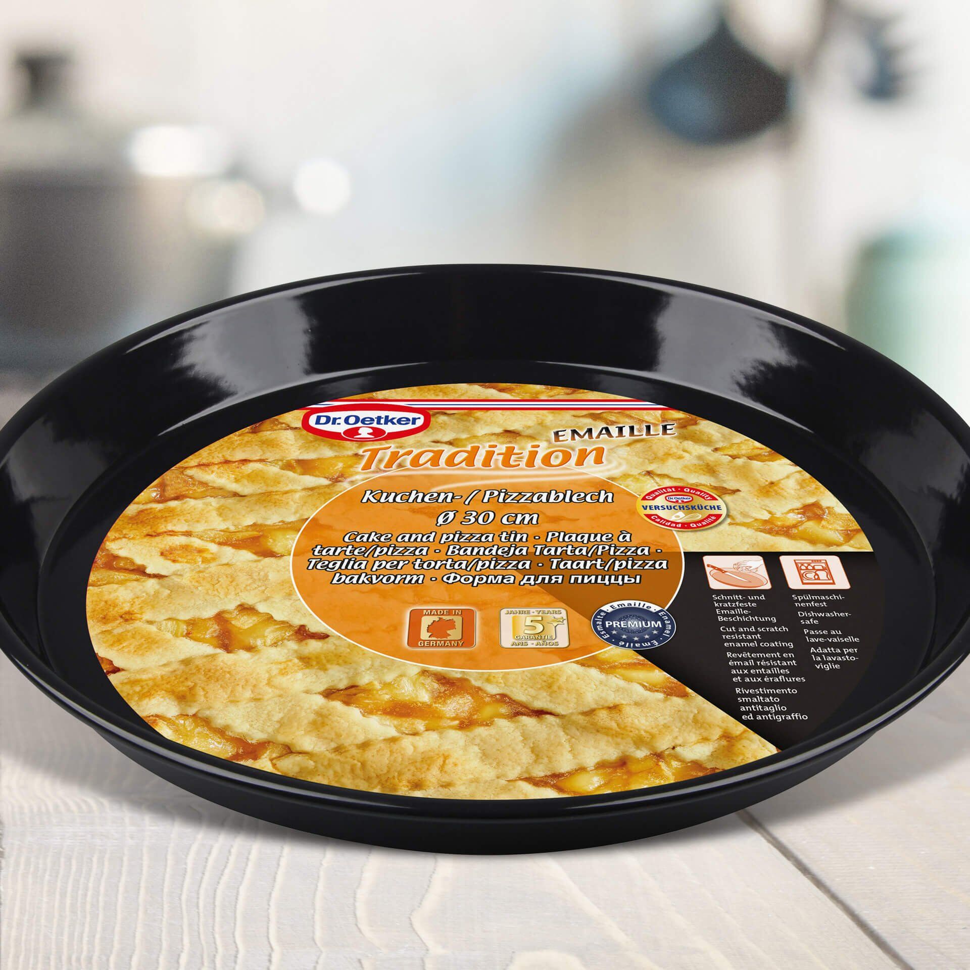 Pizzaplate emalje Ø30 cm PFAS-fri Dr. Oetker bakside