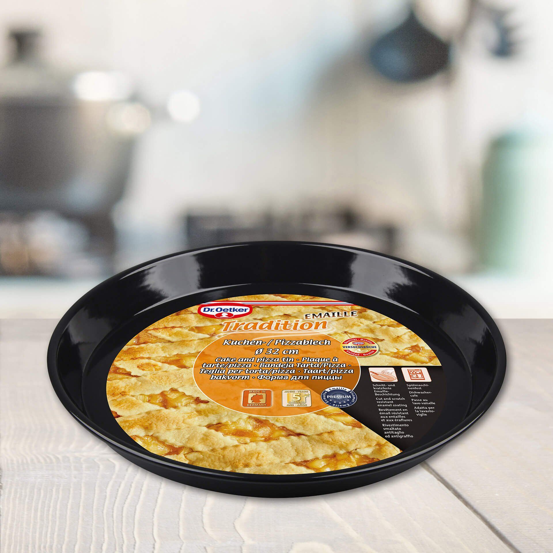 Bakside av pizzaplate emalje Ø32 cm PFAS-fri Dr. Oetker