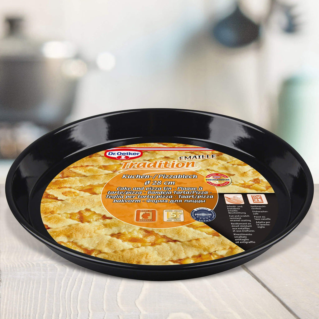 Baksiden av Pizzaplate emaljert Ø28 cm PFAS-fri Tradition - Dr. Oetker