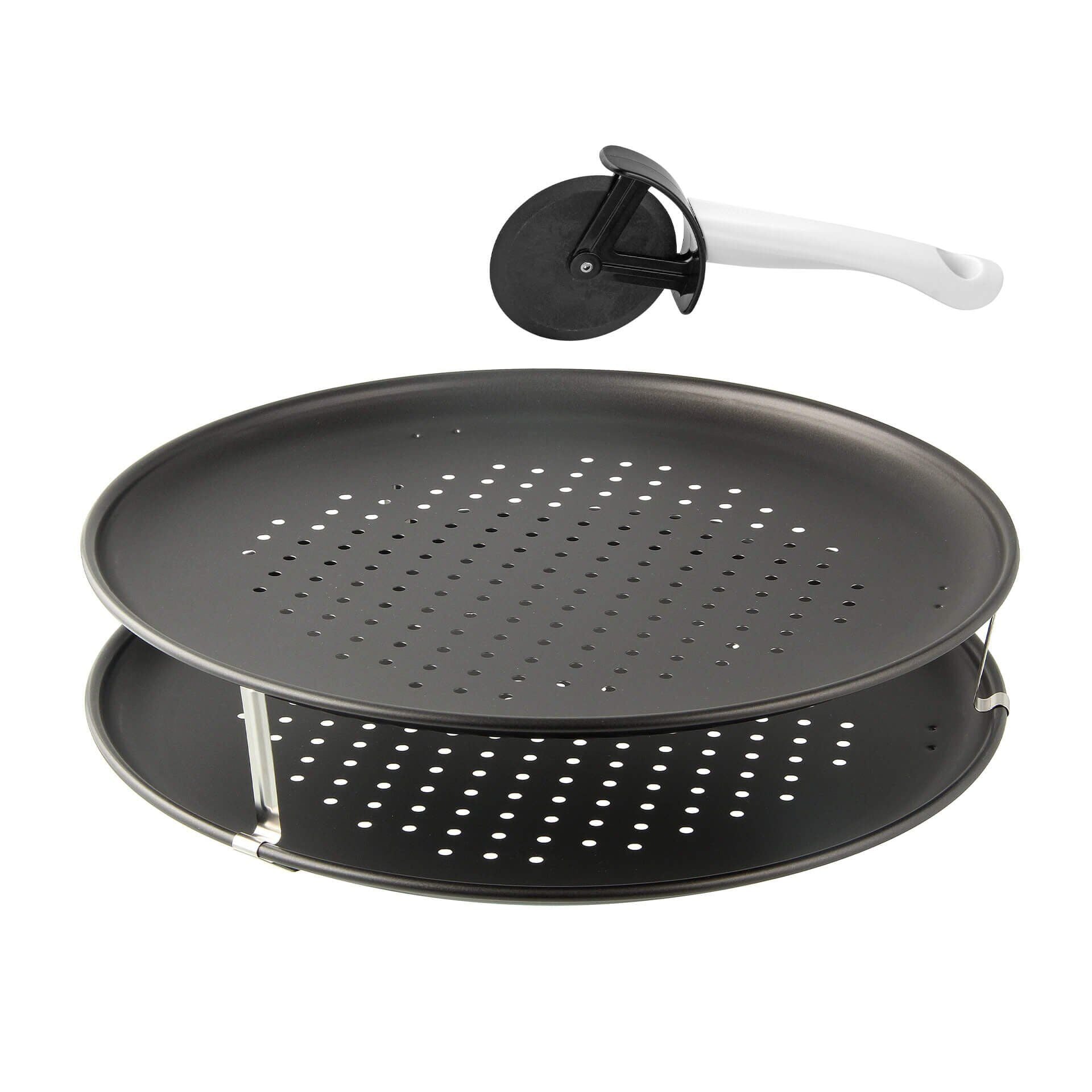 Pizzasett 3-delt med 2 pizzaplater Ø32 cm perforert forfra