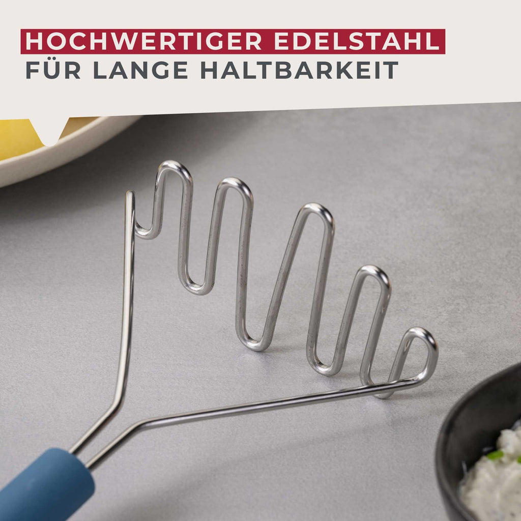 Potetmoser rustfritt stål 25 cm blå - Fackelmann sideprofil