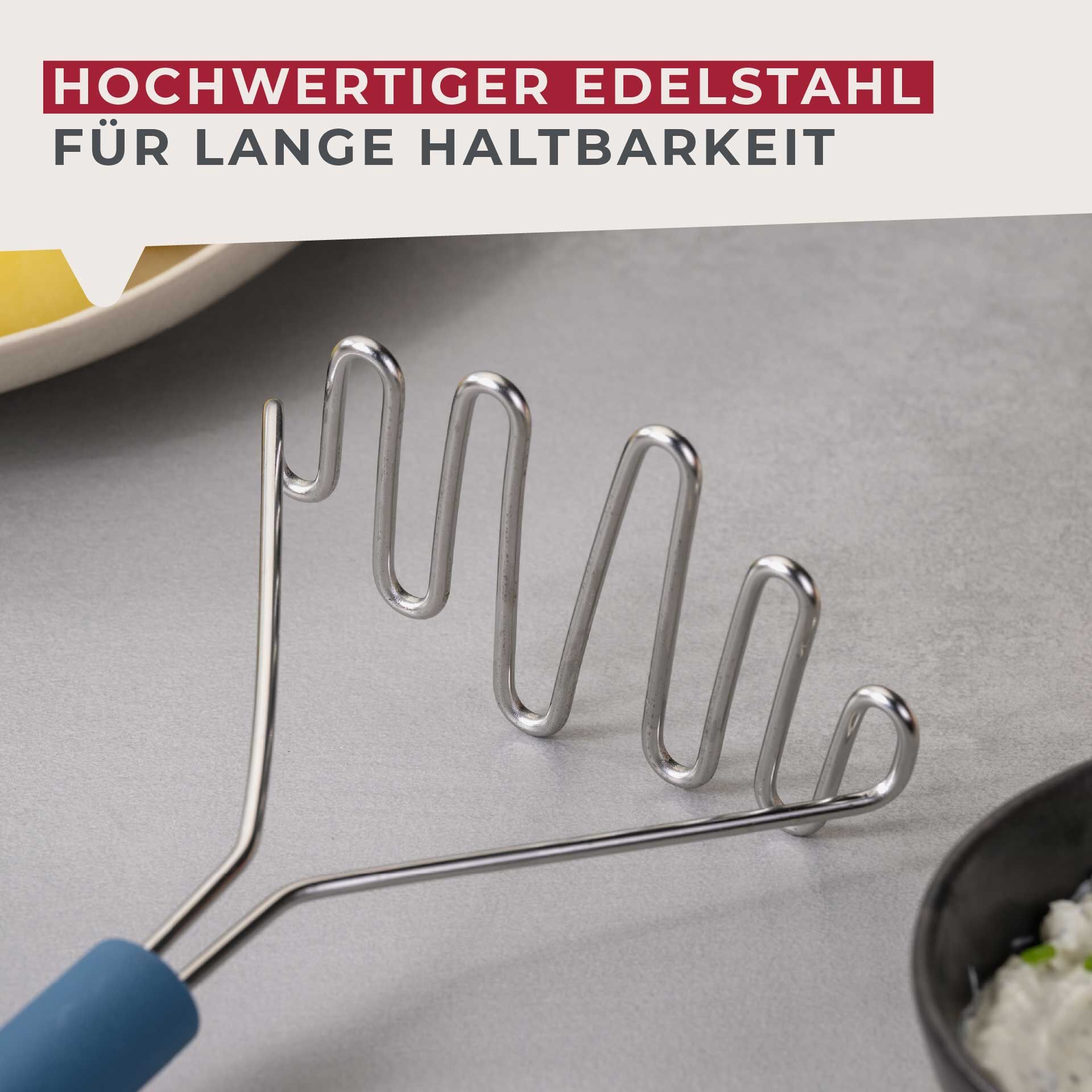 Potetmoser rustfritt stål 25 cm blå - Fackelmann sideprofil