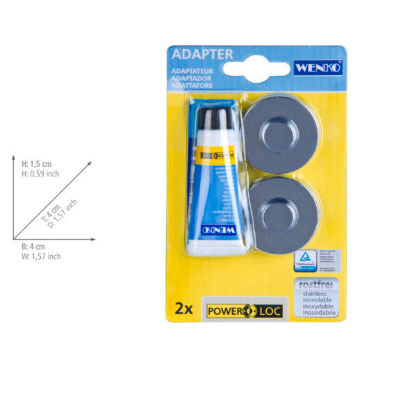WENKO Power-Loc® adapter Premium/Classic plast uten boring montert på vegg