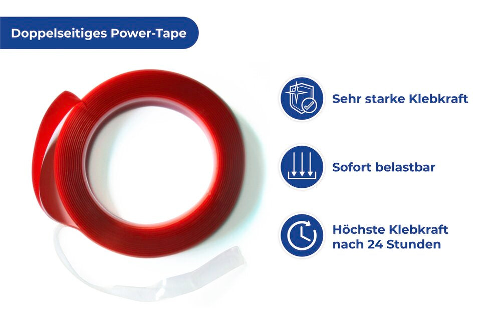 Power-Tape dobbeltsidig tape nærbilde av gjennomsiktig tape