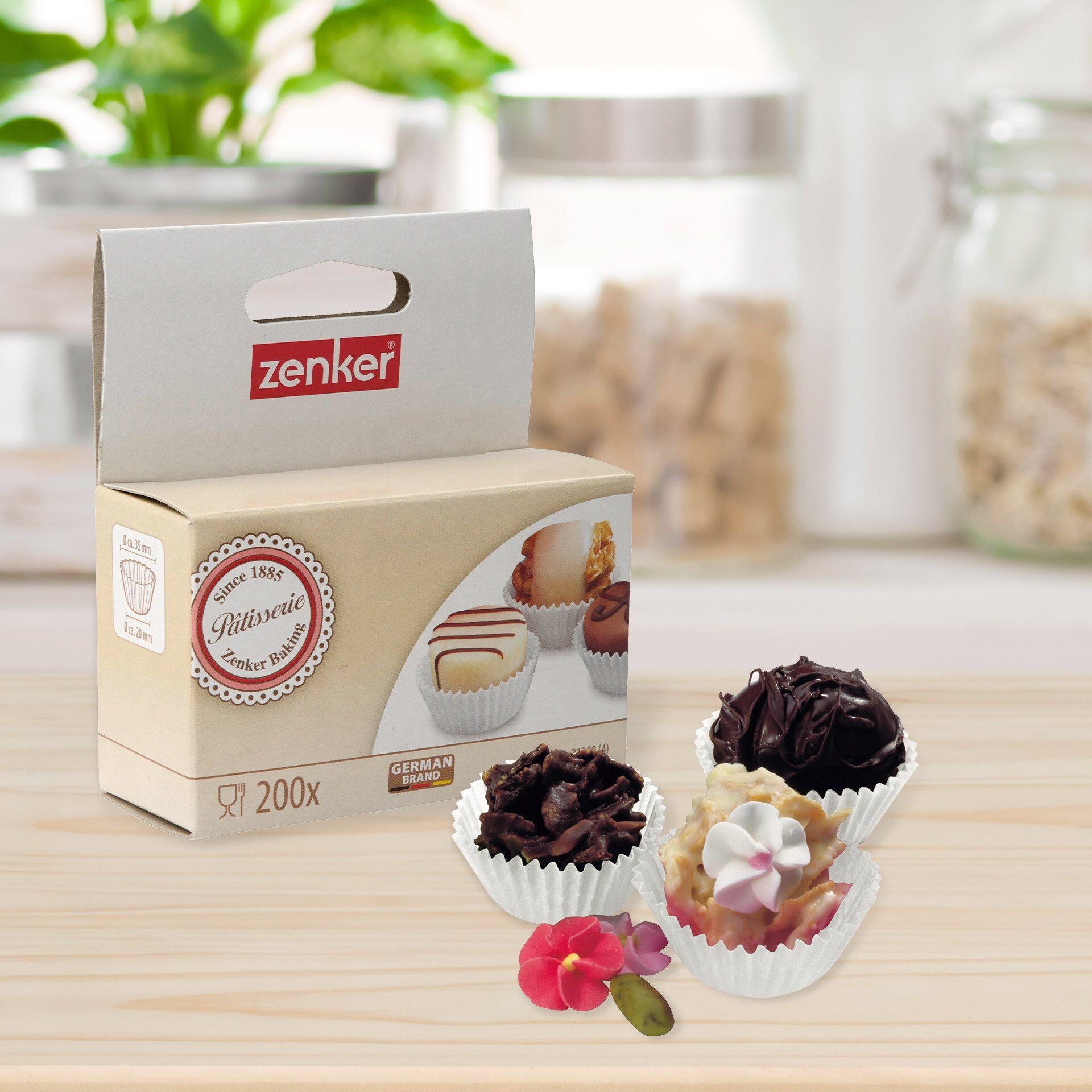Pralineformer papir Ø2,5 cm hvit 200 stk - Zenker detalj