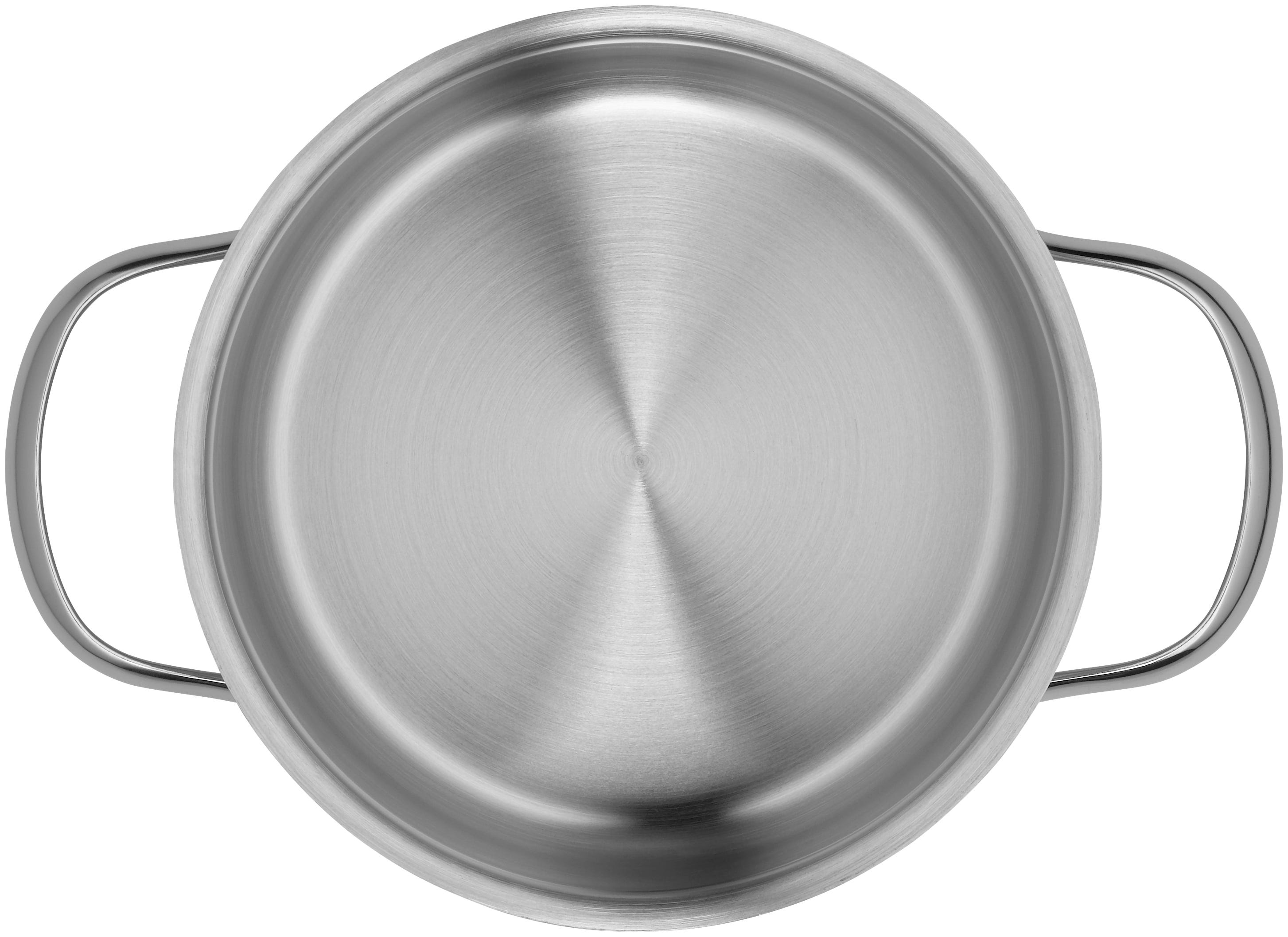Provence Plus gryte med glasslokk 16 cm rustfritt stål montert på kokeplate