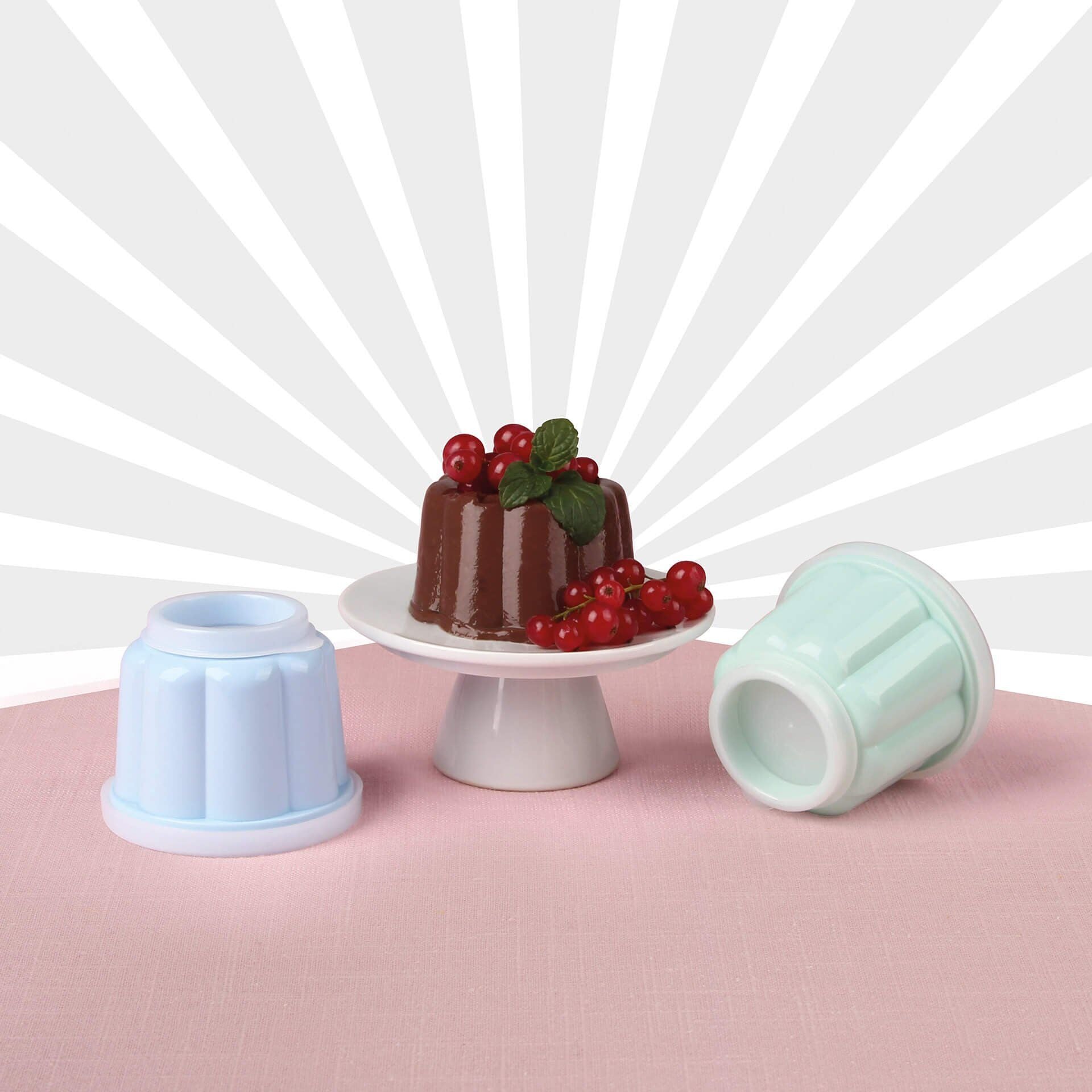 Puddingformer med lokk 150 ml 6 stk pastellfarger plast - Dr. Oetker nærbilde