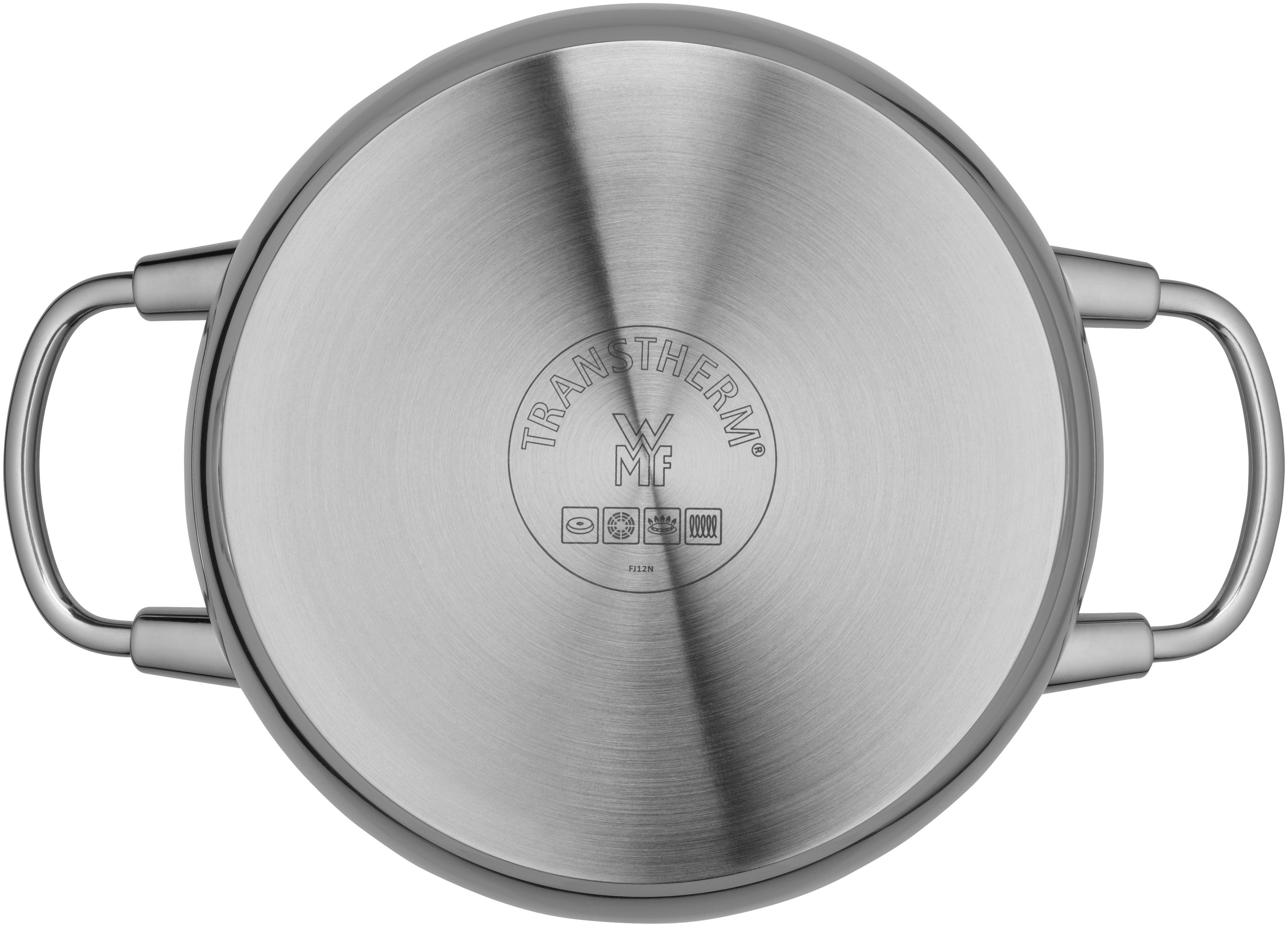 Nærbilde av håndtak med Cool+ teknologi på Quality One stekegryte med lokk 20 cm rustfritt stål 3,2 L