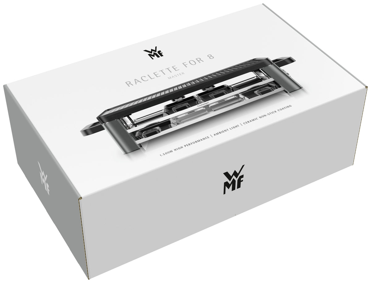 Raclettegrill Master for 8 personer 1500 W non-stick mørkegrå - WMF sett bakfra med kabel