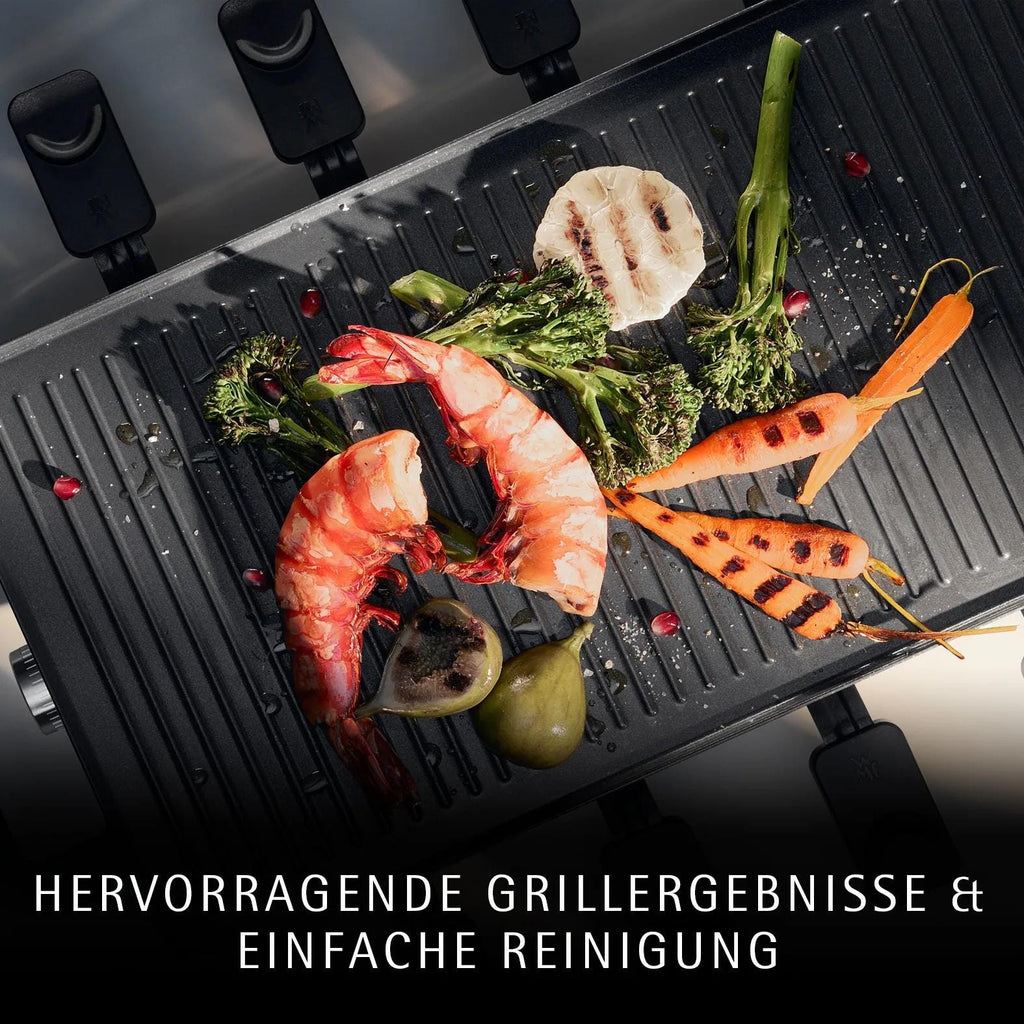 Raclettegrill Master for 8 personer 1500 W non-stick mørkegrå - WMF med 8 raclettespader