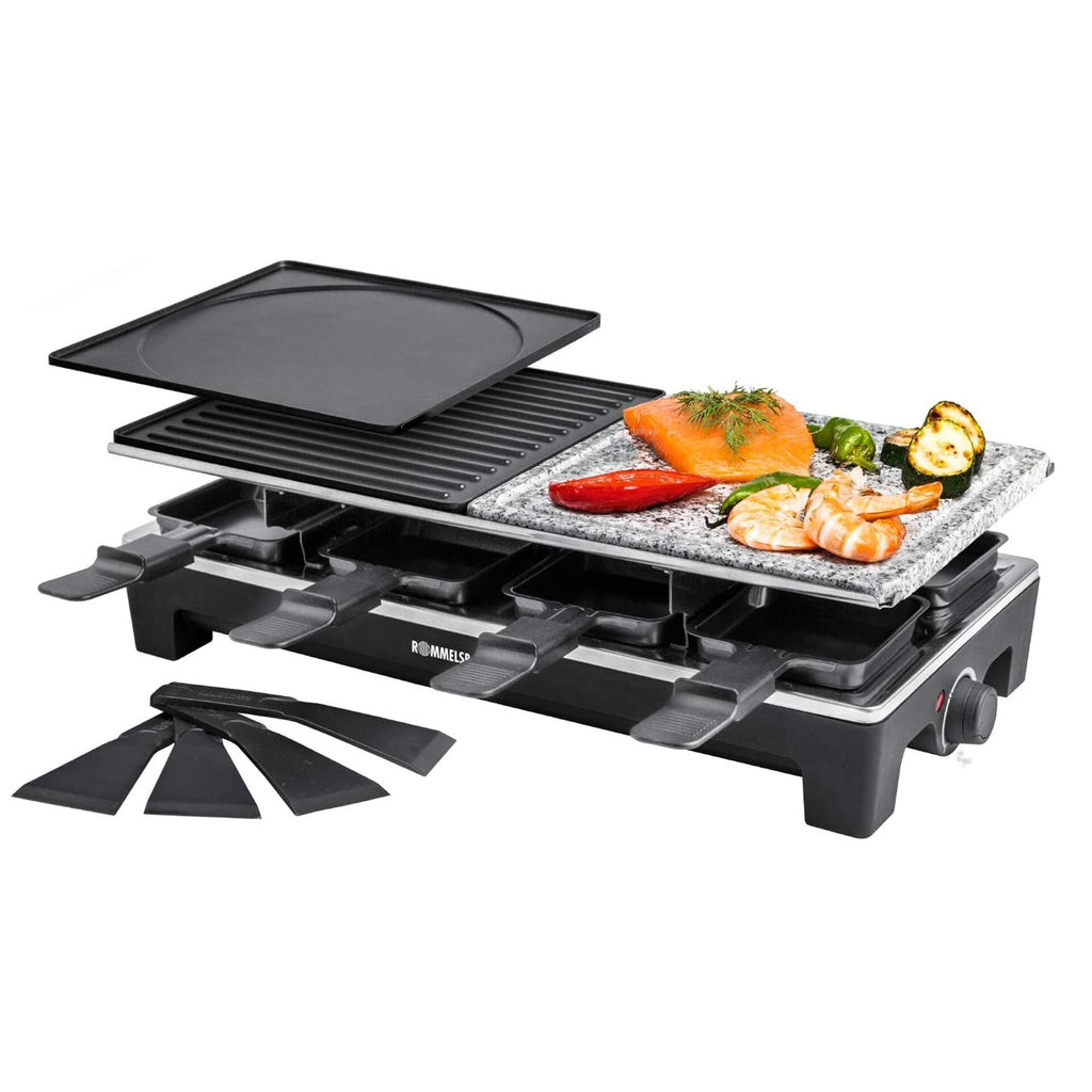 Raclettegrill RCS 1350 med granittplate og 8 panner forfra