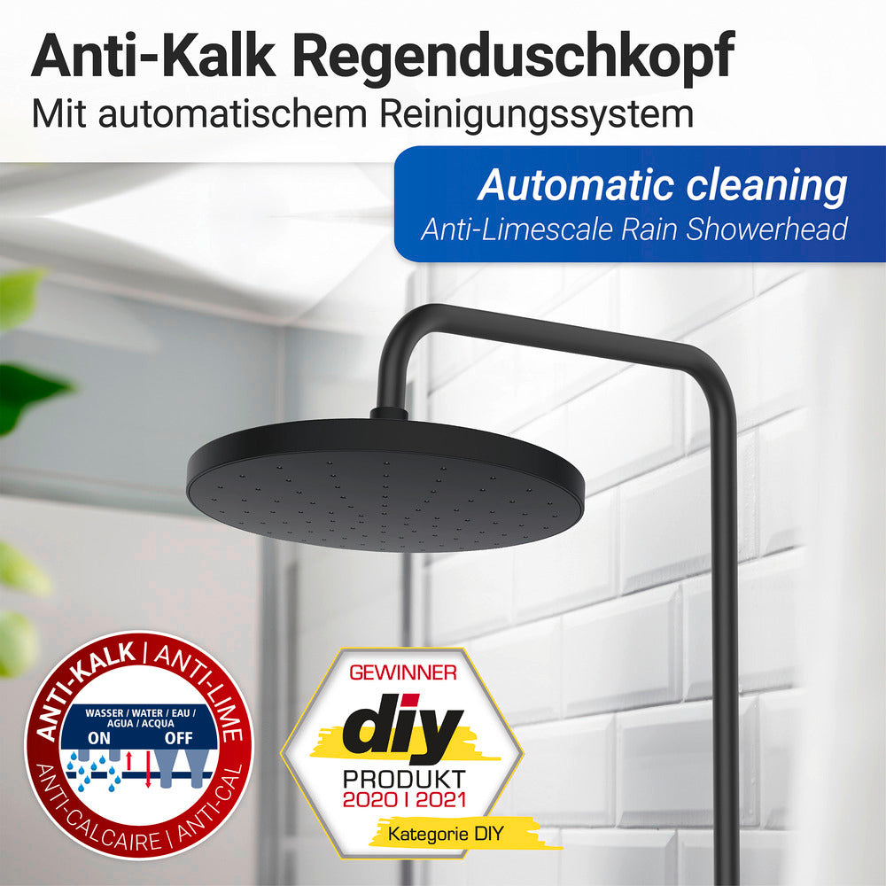 Bakside av Regndusjhode Automatic Cleaning Ø 22,5 cm svart ABS