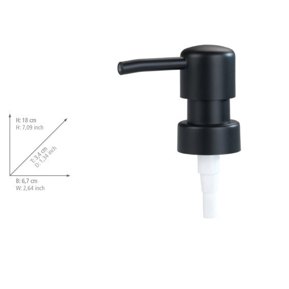 Reservepumpehode for såpedispenser svart rund Ø28 mm fra WENKO bakside
