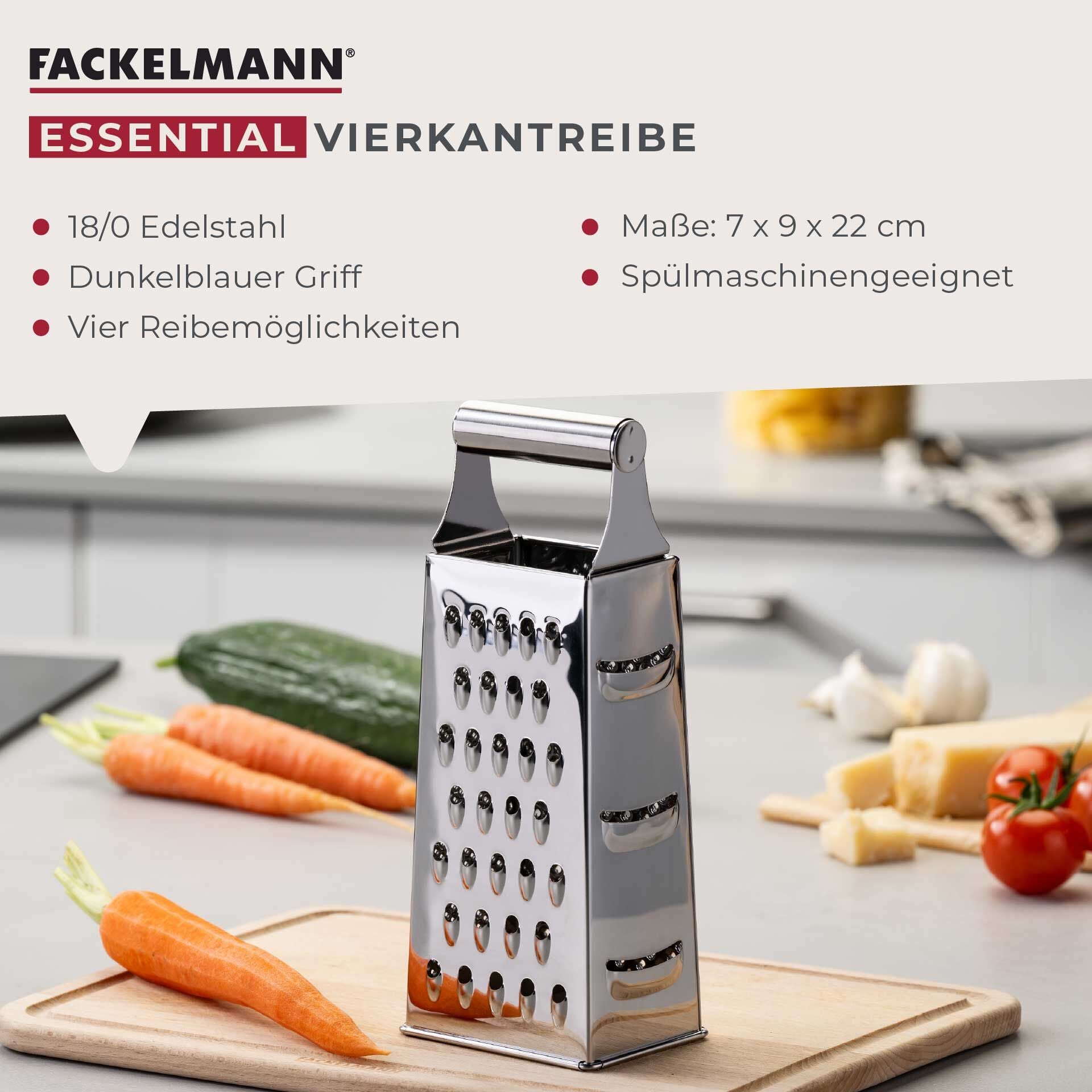 Rivjern 4-sidig rustfritt stål 22 cm Essential montert i kjøkken
