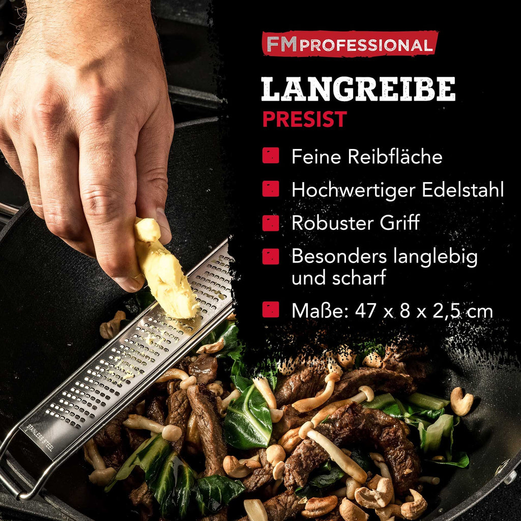 Rivjern langt finrevet 45x5 cm rustfritt stål - FMprofessional med bladbeskyttelse