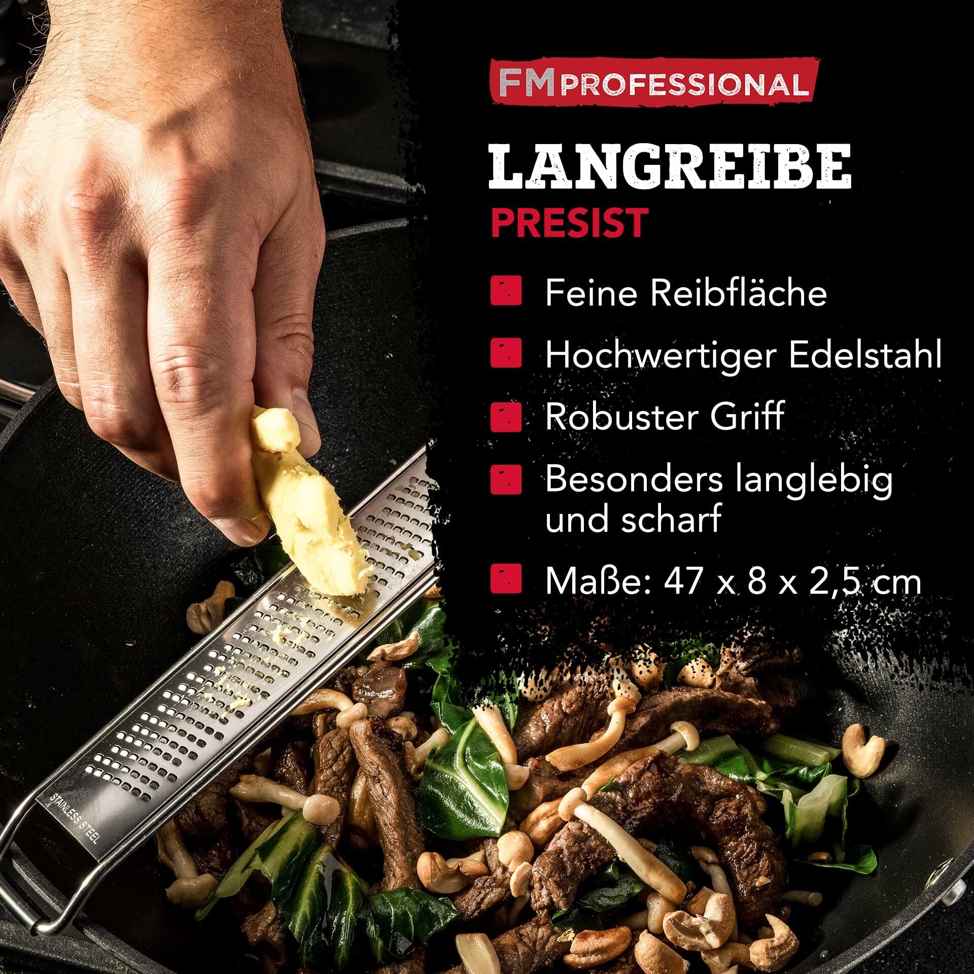 Rivjern langt finrevet 45x5 cm rustfritt stål - FMprofessional med bladbeskyttelse